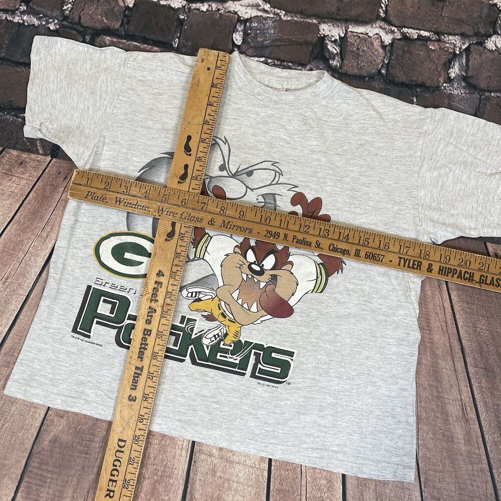 Vintage 1997 Green Bay Packers Taz T-Shirt Warner Bros Looney Toons YOUTH 12/14 - Picture 10 of 11